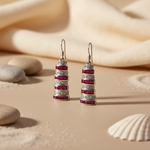 将图像加载到图库查看器中， Silver Ruby &amp; Diamond Earrings | Dangle Drop Earrings for Women
