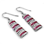 Load image into Gallery viewer, Silver Ruby &amp; Diamond Earrings | Dangle Drop Earrings for Women
