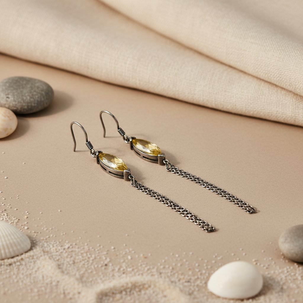 925 Silver Citrine Drop Earrings for Women | Dangle Earrings