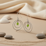 将图像加载到图库查看器中， 925 Sterling Silver Green Gemstone Hoop Earrings for Women
