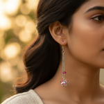 Load image into Gallery viewer, Pendientes colgantes de oso de plata para mujer | Joyería de cristal rosa
