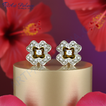 Load image into Gallery viewer, Floral Diamond Stud Earrings | Silver Jewelry for Women
