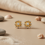 将图像加载到图库查看器中， gold plating Diamond Stud Earrings for Women | Floral Design
