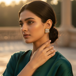 Load image into Gallery viewer, Gold Diamond Stud Earrings | Square Cluster | For Women
