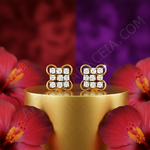 Load image into Gallery viewer, Gold Diamond Stud Earrings | Square Cluster | For Women
