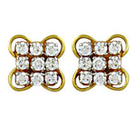 将图像加载到图库查看器中， gold plating Diamond Stud Earrings | Square Cluster | For Women
