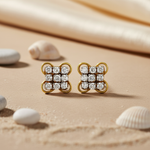 将图像加载到图库查看器中， gold plating Diamond Stud Earrings | Square Cluster | For Women
