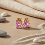 将图像加载到图库查看器中， gold plating Pink Stone Stud Earrings for Women | Fashion Jewelry
