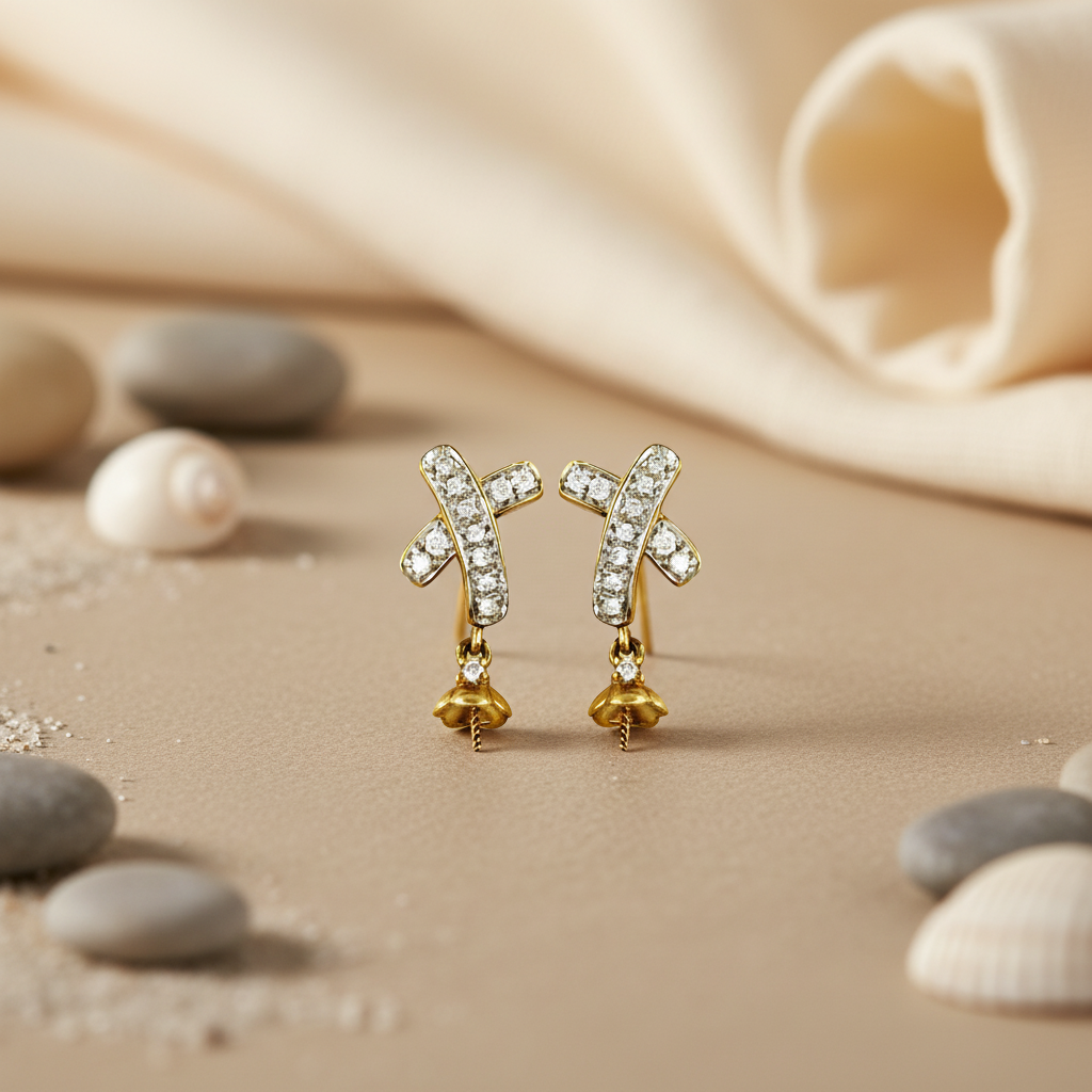 gold plating Diamond Stud Earrings for Women | Elegant Jewelry Gift