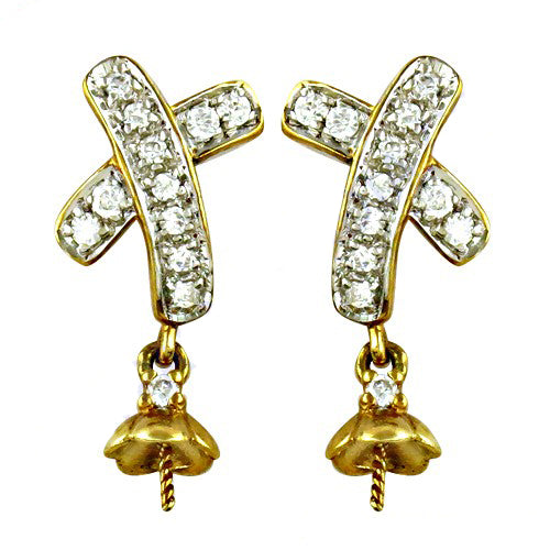 Gold plating diamond stud earrings for women | elegant jewelry gift