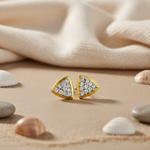 将图像加载到图库查看器中， gold plating Triangle Stud Earrings with White CZ | Women's Jewelry
