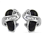 将图像加载到图库查看器中， Silver Black Onyx &amp; CZ Stud Earrings for Women | Elegant Jewelry

