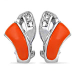 将图像加载到图库查看器中， Silver Orange Enamel Earrings | Gemstone Accents | For Women
