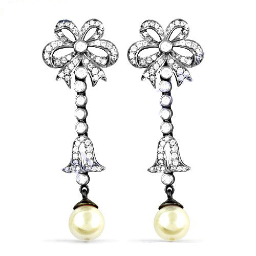 Silver Pearl Drop Earrings for Women | Dangle Earrings
