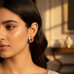 将图像加载到图库查看器中， Silver Orange Enamel Earrings with Cubic Zirconia | Women's Jewelry
