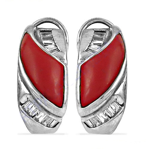 Silver red coral earrings | women's fashion jewelry