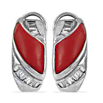 Load image into Gallery viewer, Silver Red Coral Earrings | Women's Fashion Jewelry

