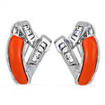 将图像加载到图库查看器中， Silver Orange Enamel Earrings | Women's Jewelry | Gift
