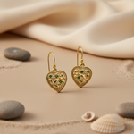 将图像加载到图库查看器中， gold plating Heart Green Gemstone Earrings | Women's Fashion Jewelry
