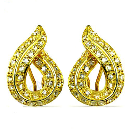 Gold plating teardrop diamond stud earrings for women | gift jewelry