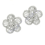 Load image into Gallery viewer, 925 Silver Flower Stud Earrings | Diamond Simulant, For Women
