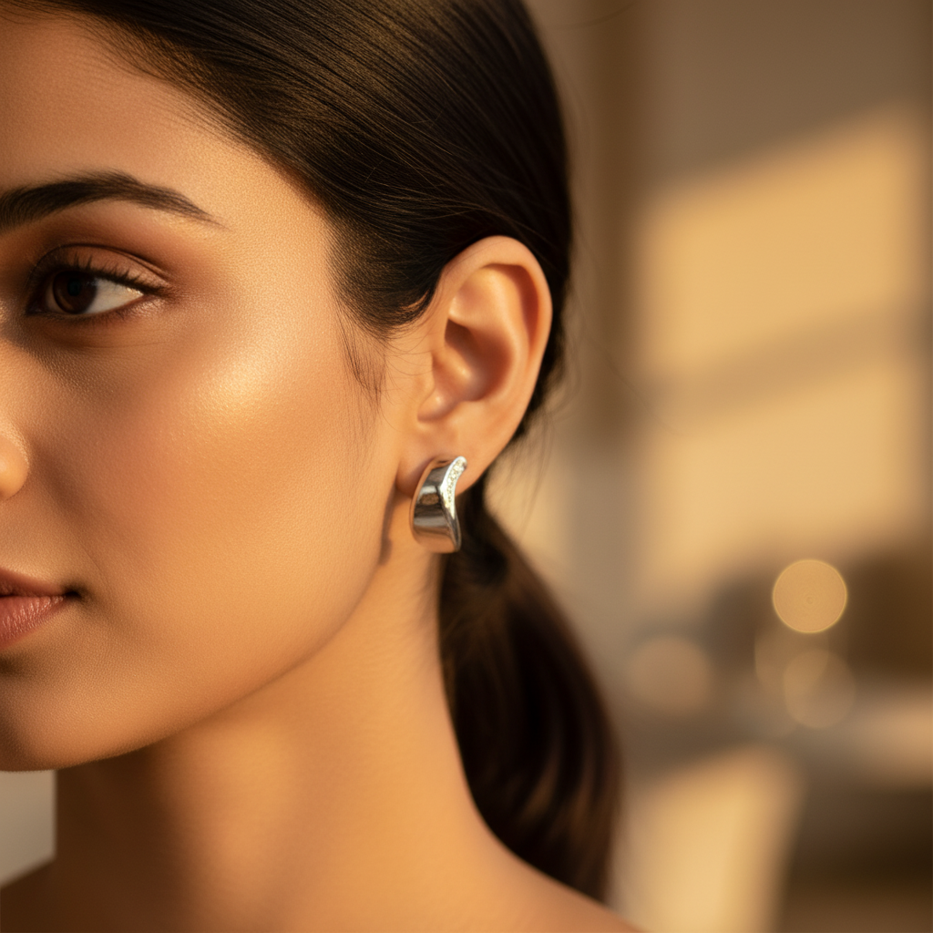 Silver Stud Earrings with CZ for Women | Daily Wear Jewelry