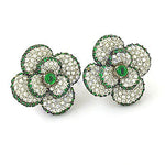 将图像加载到图库查看器中， Floral Stud Earrings with Green Gemstones for Women
