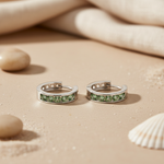 将图像加载到图库查看器中， 925 Silver Green Gemstone Hoop Earrings | Women's Jewelry
