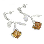 将图像加载到图库查看器中， 925 Silver Citrine Leaf Earrings for Women | Daily Wear Gift
