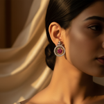 将图像加载到图库查看器中， 925 Silver Ruby Stud Earrings for Women | Floral Design
