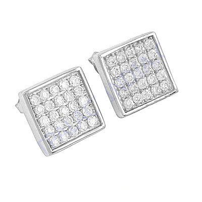 925 Silver Diamond Stud Earrings | Square Cut | For Women