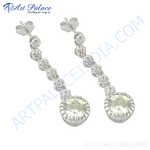 将图像加载到图库查看器中， 925 sterling silver dangle earrings with sparkling cubic zirconia stones, perfect for gifts.
