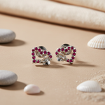 将图像加载到图库查看器中， 925 Silver Ruby Heart Stud Earrings for Women | Gift

