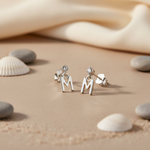 将图像加载到图库查看器中， 925 Silver Letter 'M' Stud Earrings | Women's Jewelry Gift
