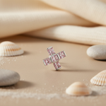 将图像加载到图库查看器中， Pink Gemstone Cross Stud Earrings | 925 Silver Earrings for Women
