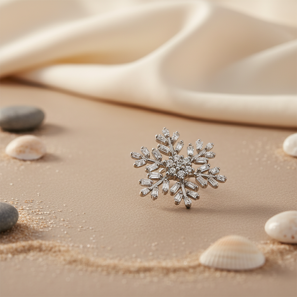 Silver Snowflake Stud Earrings with Cubic Zirconia | Women's Jewelry