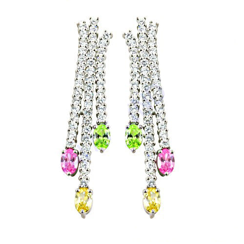 Silver dangle earrings with colored gemstones | women's jewelry