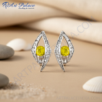 Load image into Gallery viewer, 925 Silver Yellow Gemstone Earrings | For Women | Daily Wear
