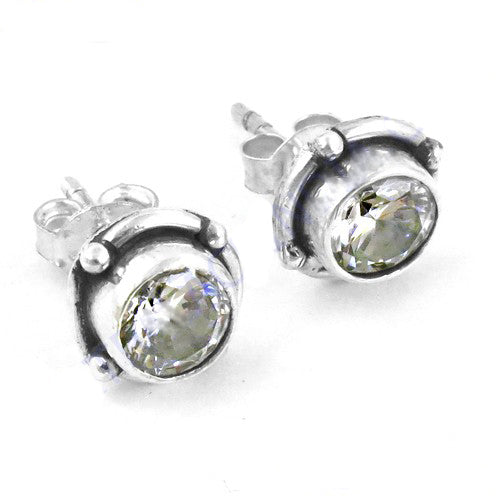 925 silver stud earrings with white gemstone | for women