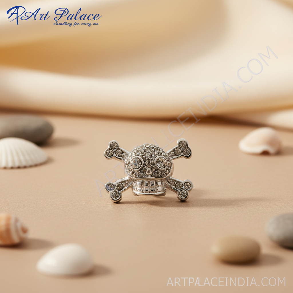 Broches de calavera de cristal de plata | joyería gótica | regalo