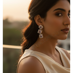 将图像加载到图库查看器中， 女士银色立方氧化锆水滴耳环 | 垂坠式首饰
