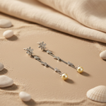 将图像加载到图库查看器中， Silver Butterfly Dangle Earrings with Pearl for Women
