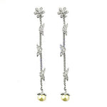 将图像加载到图库查看器中， Silver Butterfly Dangle Earrings with Pearl for Women
