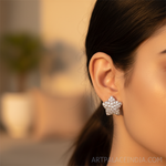 将图像加载到图库查看器中， 女士银色立方氧化锆星形耳钉 | 礼物
