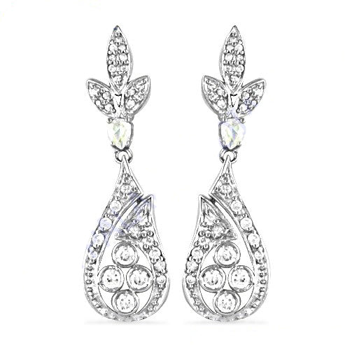 Silver teardrop earrings with cz stones for women | party jewelry