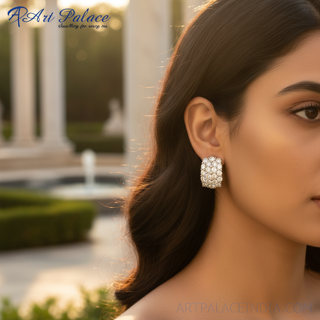 925纯银镶嵌立方氧化锆耳环，女士款 | 日常佩戴