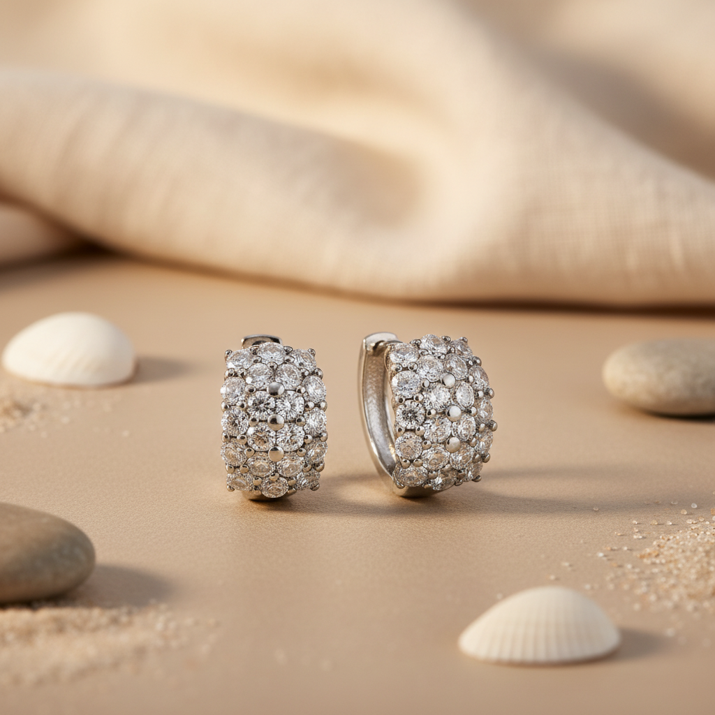 925 Silver Cubic Zirconia Hoop Earrings for Women | Daily Wear