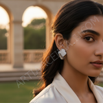 将图像加载到图库查看器中， 女士银色立方氧化锆耳环 | 日常佩戴首饰
