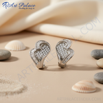 Load image into Gallery viewer, Silver Heart-Shaped Diamond Earrings | Women's Elegant Jewelry
