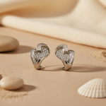 将图像加载到图库查看器中， Silver Heart-Shaped Diamond Earrings | Women's Elegant Jewelry
